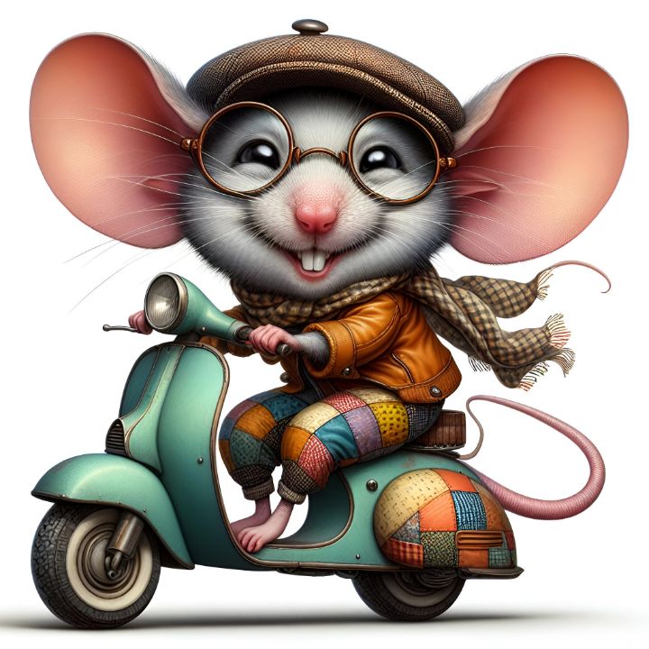 Mouse on a motorcycle iloven digital art ai childrens art other