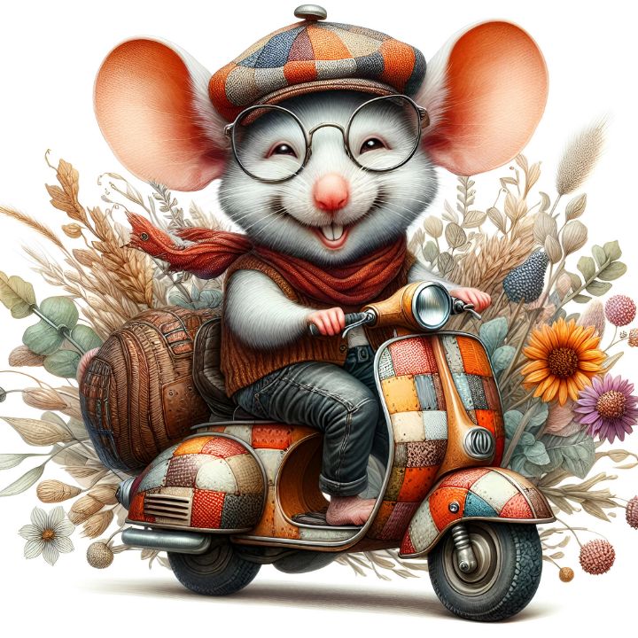 Mouse on a motorcycle iloven digital art ai childrens art other