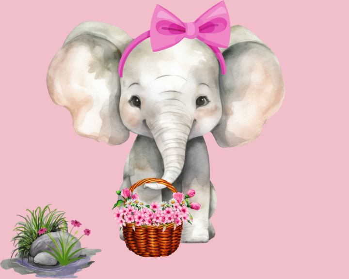 Elephant on Pink Ribbon Elephant on Pink Ribbon