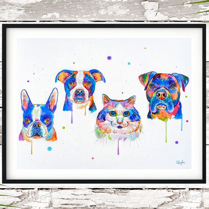 Colourful Animals - Rainbow Animals - Paintings & Prints, Animals, Birds, &  Fish, Dogs & Puppies, Other Dogs & Puppies - ArtPal