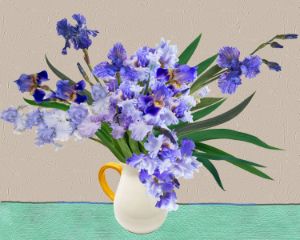 "Blue Irises in Pitcher" - susanneVoxildArtist