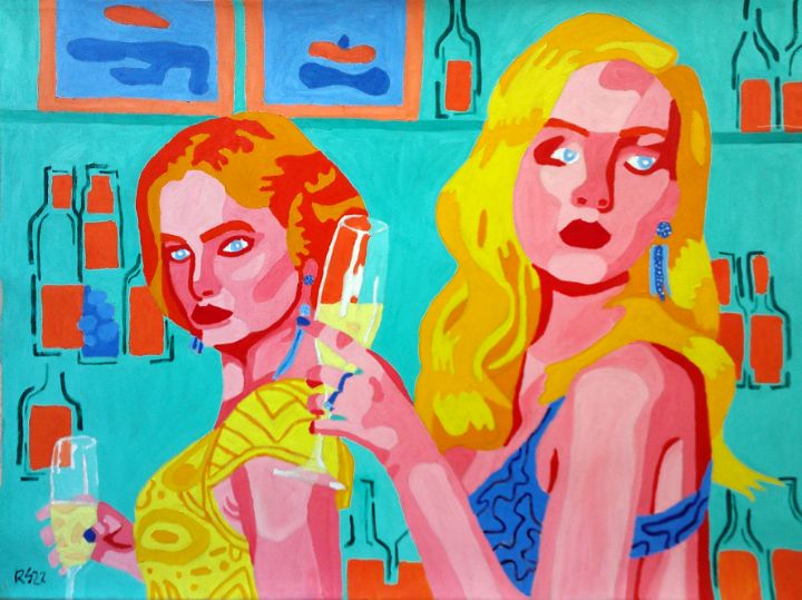 Two Women Drinking - Randall Steinke