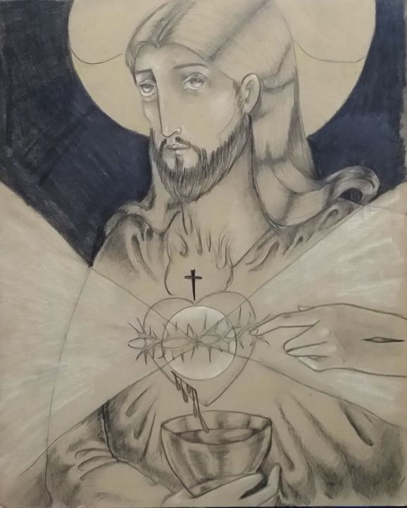heart of jesus sketch
