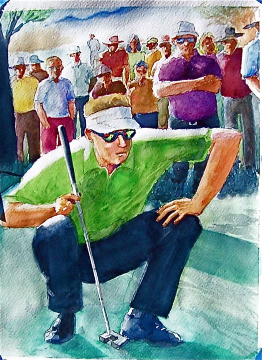 Golfer Putting - Original Watercolor Paintings - Paintings & Prints ...