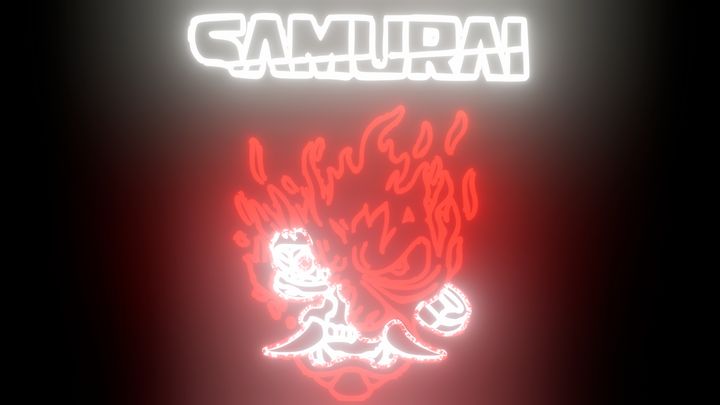 Cyberpunk 2077 Samurai Demon Neon - Wallking Art