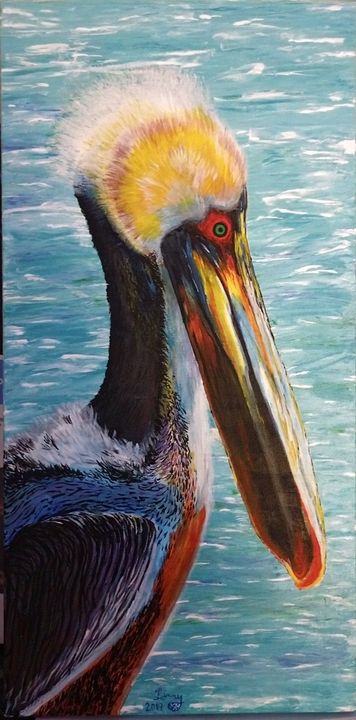 Pelican In The Sun - Melinda Hutcheson - Paintings & Prints, Animals 