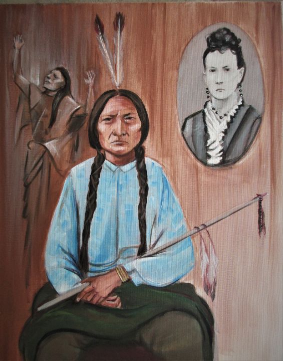 Sitting  Bull  and Caroline Weldone - Art By Cyril