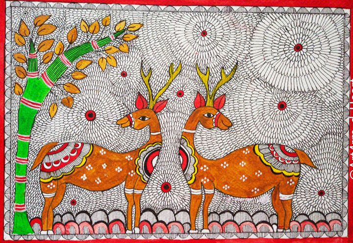 madhubani art deer