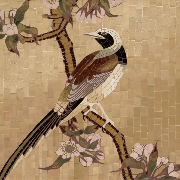 Magpie On A Branch With Rose Berries - Mai Nhon