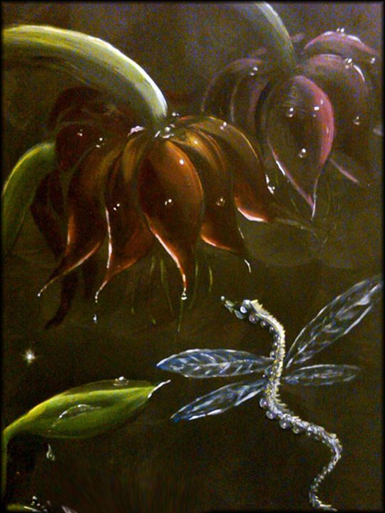Dragonfly and Dew Drops - Rebecca Ra