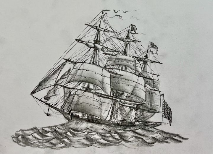 Clipper in Half Sail - Pioneer Artworks - Drawings & Illustration ...