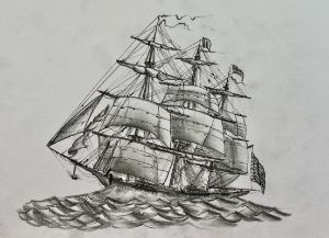 Clipper in Half Sail - Pioneer Artworks