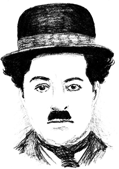 Charlie Chaplin black and white doodle art print – drawinside