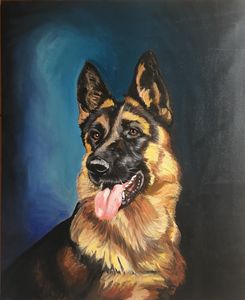 german shepherd oil painting