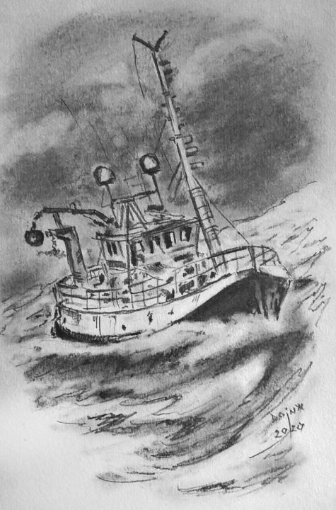 Boat on high wave - Doina Balanescu - Drawings & Illustration, Vehicles &  Transportation, Boats, Ships, & Submarines, Fishing Boats - ArtPal