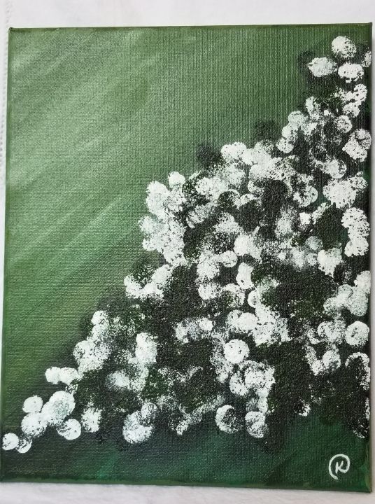 White Flowers on Green - KOsArtsyStuff