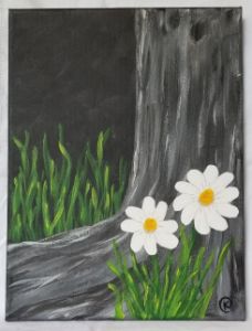 Daisies by the Tree