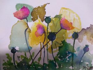 Flower Garden Watercolor Painting - Carol Schiff Studio
