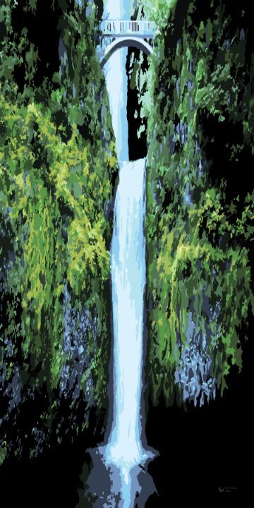 Double Cascades at Multnomah Falls - ArcheanArt