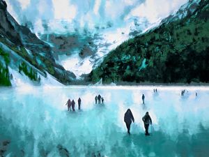 Walking on Lake Louise
