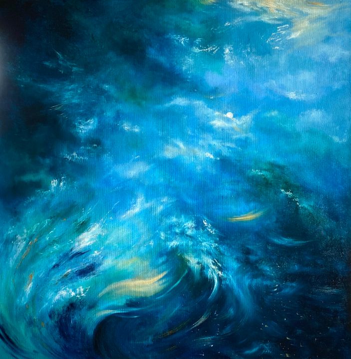 Ocean Breath: Blue Abstract Waves - Ludmila Gorbunova Art