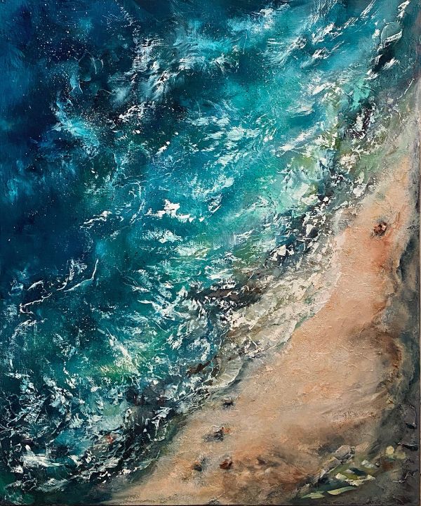 Sea Line: Blue Ocean Horizon - Ludmila Gorbunova Art - Paintings