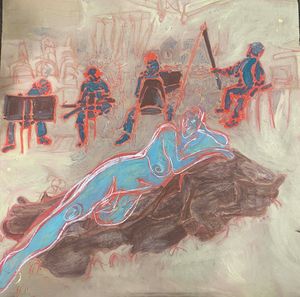 Life Drawing - blue figure - Cint Clare