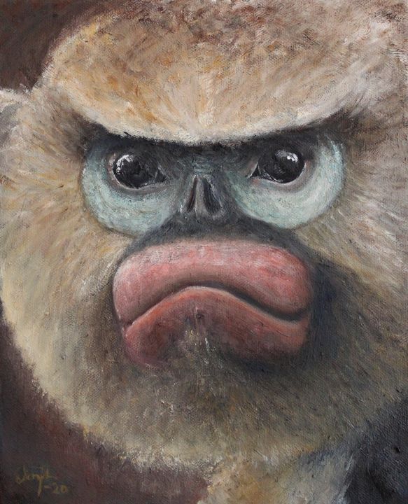 Tonkin Snub-Nosed Monkey - Elin Johnsen Art