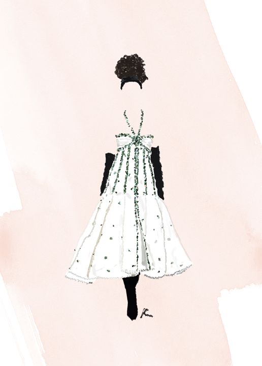 Fashion Illustration Chanel Couture Stripes And Flowers