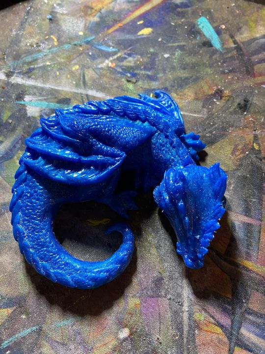 solid blue resting dragon - Artcreationsathome