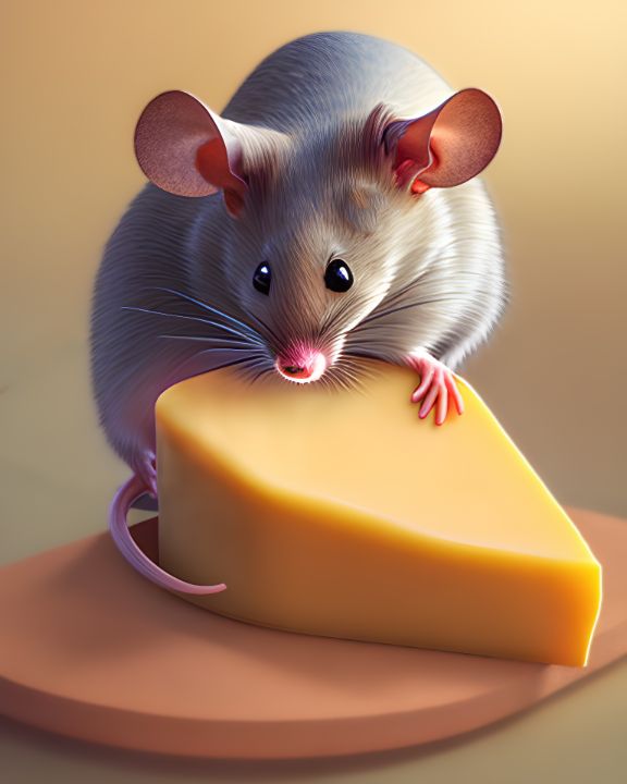 Cute Little Mouse  and Cheese - Studio 618