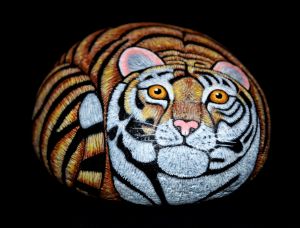 Tiger Rock Tiger Painted on Rock Original Painting Acrylic Painting Painted Rocks  Rock Art -  Singapore