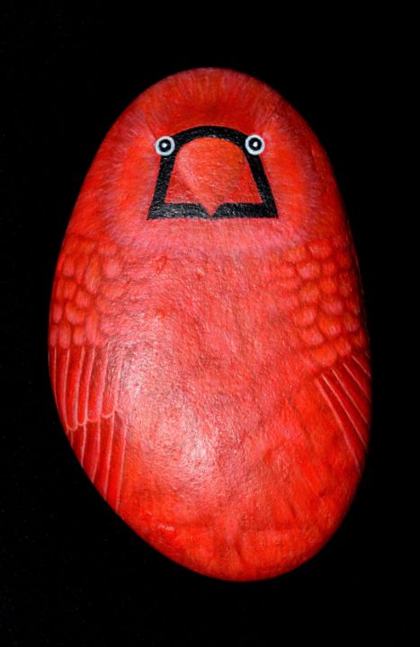 cardinal painted rock