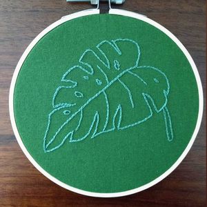 Monochrome Monstera - Embroidery by Lauren - Textile & Apparel, Embroidery  & Tapestries - ArtPal