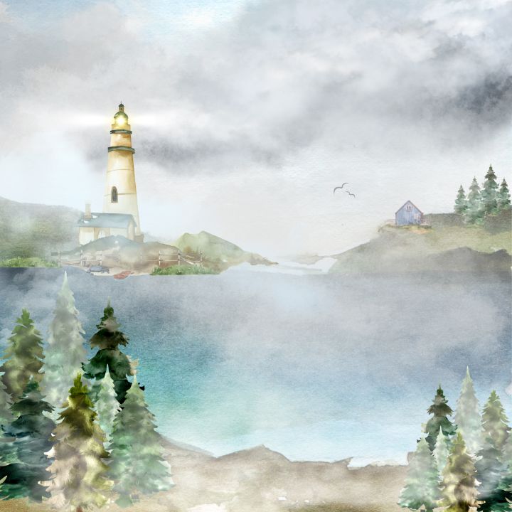 Lighthouse in the Pines - Tina Mitchell Art