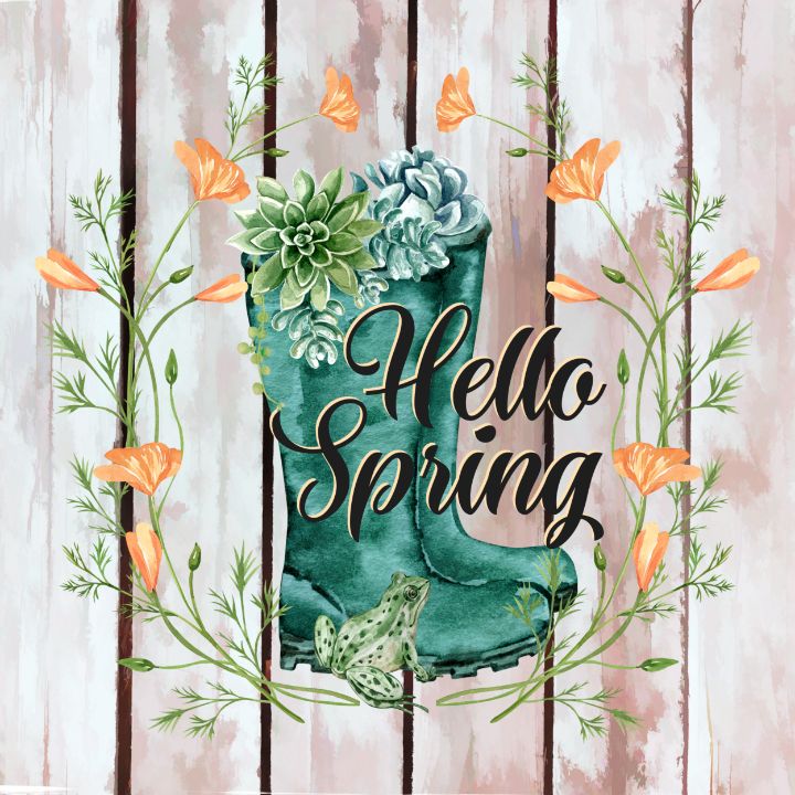 Hello Spring Frog - Tina Mitchell Art
