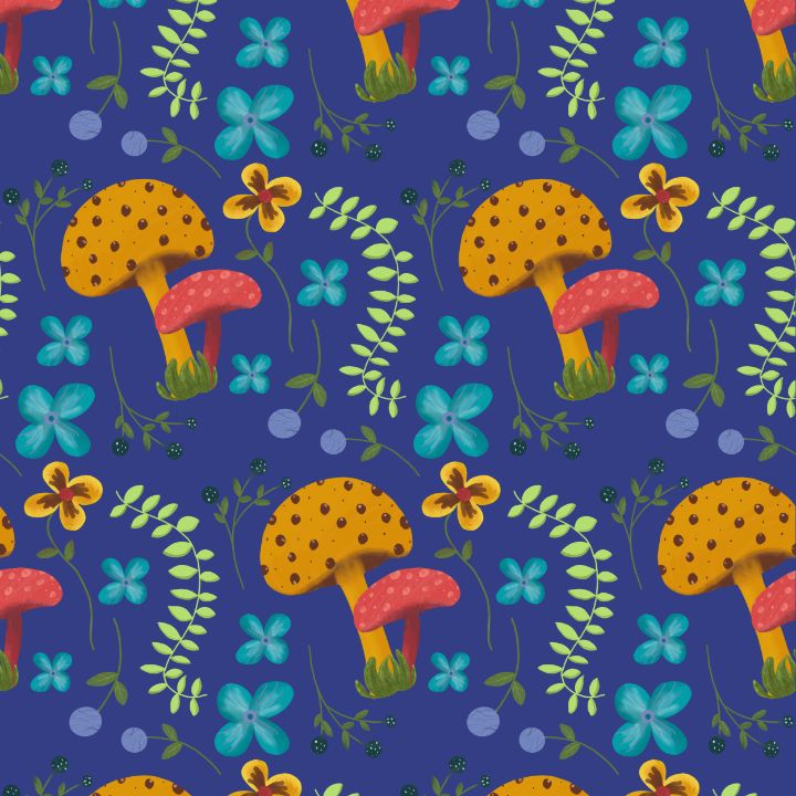 Mushroom Gardens Pattern - Tina Mitchell Art - Digital Art, Flowers ...