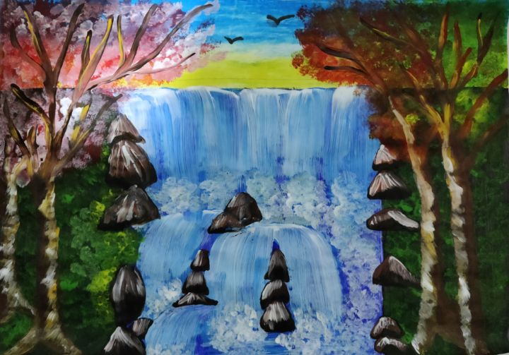 Step By Step Easy Waterfall Drawing Scenery / VERY EASY Scenery for  Beginners - YouTube | Drawing scenery, Easy nature drawings, Beautiful  scenery drawing