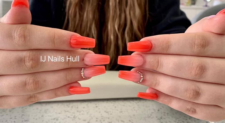 Beautiful healthy red orange nails - lJ Nails Hull - Crafts & Other Art,  Other Crafts & Art - ArtPal