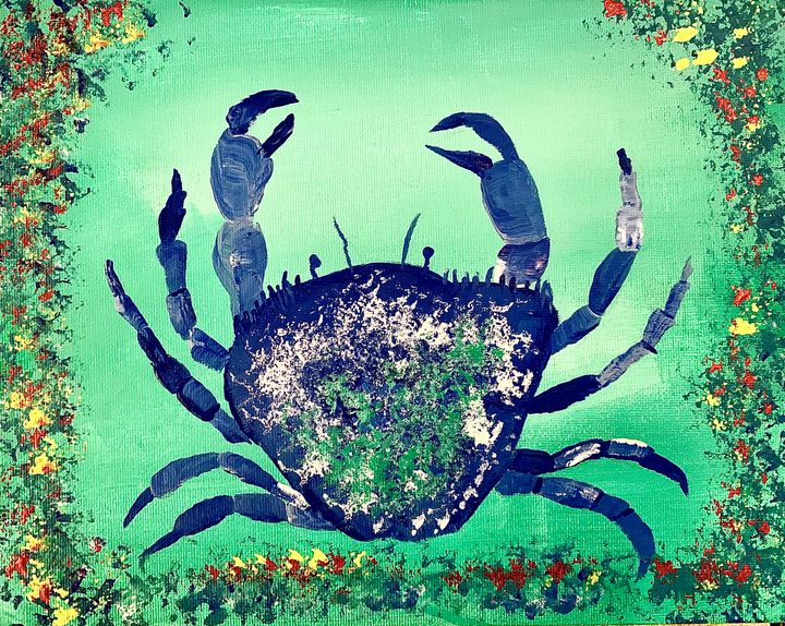blue-stone-crab-tomkalel-paintings-prints-animals-birds-fish
