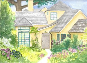Cottage garden watercolor