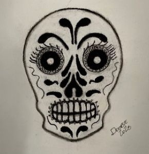 easy drawings of skulls with snakes
