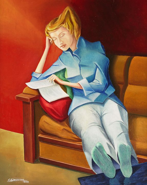 Young women reading - Christian Simonian - Paintings & Prints, People ...