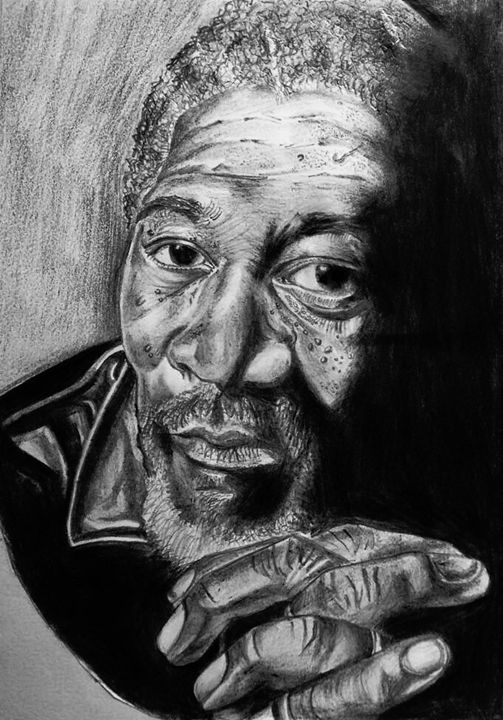 AmBrO Jordi Art Drawing Video Morgan Freeman Portrait Drawing and  Timelapse