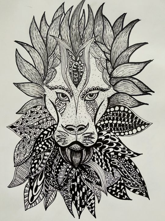 Lion #drawing 1st black pen #2nd... - Narinder Singh #Art | Facebook