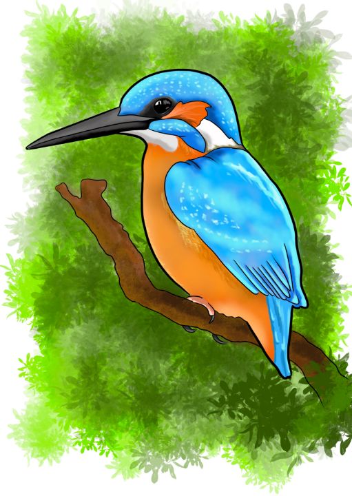 Watercolor style kingfisher tattoo on the inner