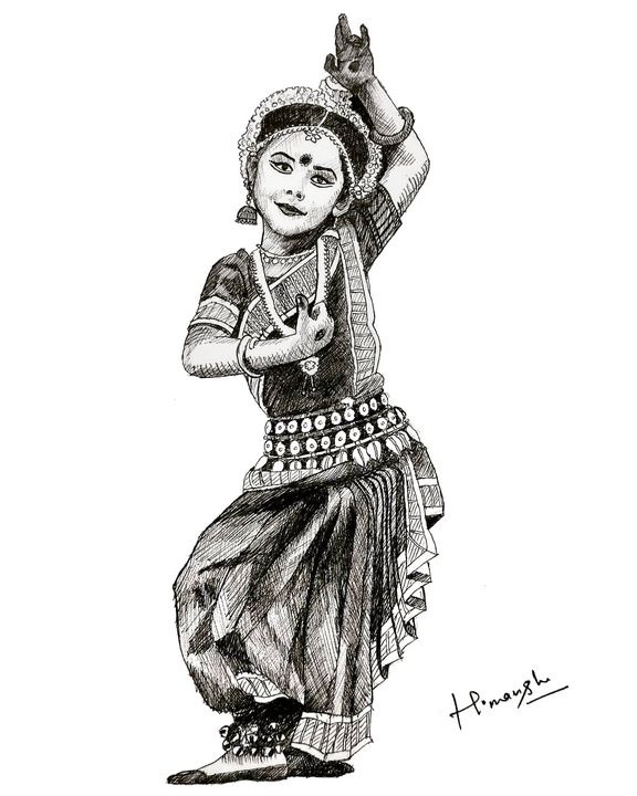 Bharatanatyam (South Indian classical dance form). The face got a little  messed up.. : r/drawing