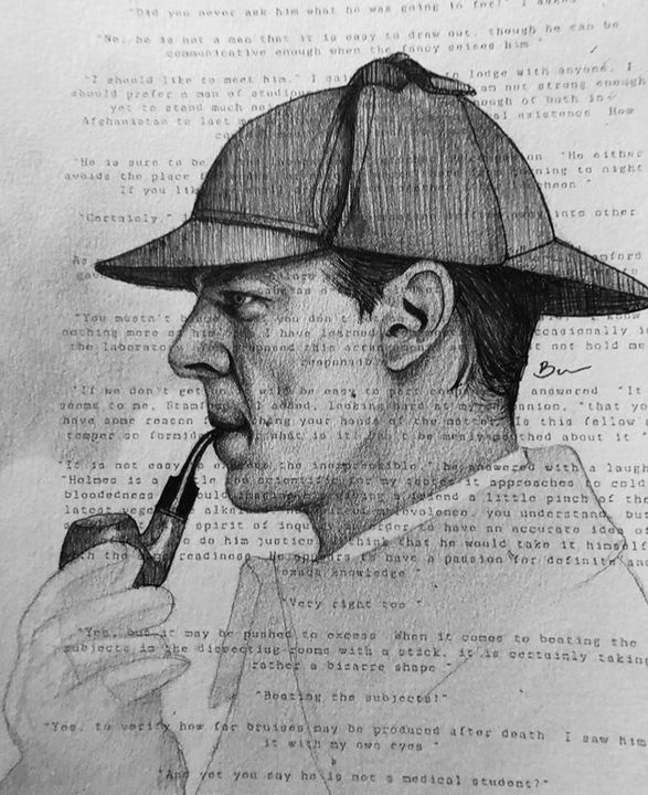 Tim Burton Drawing of Sherlock Holmes · Creative Fabrica