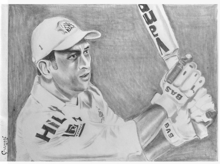 Portrait of MS Dhoni Drawing  Pencil sketch portrait Celebrity portraits  drawing Pencil sketch images