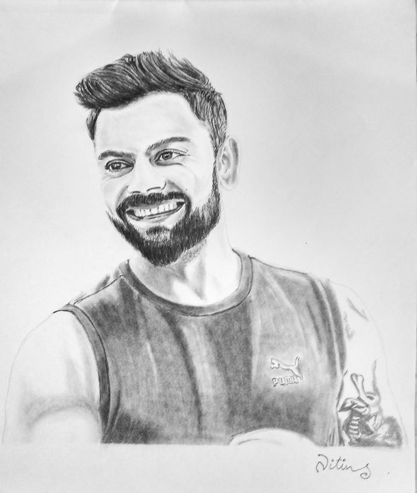 Learn How to Draw Virat Kohli (Cricketers) Step by Step : Drawing Tutorials
